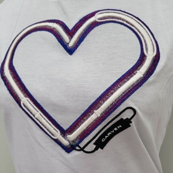 Carven Logo Heart T-Shirt-WHITE-Small - Picture 3 of 8